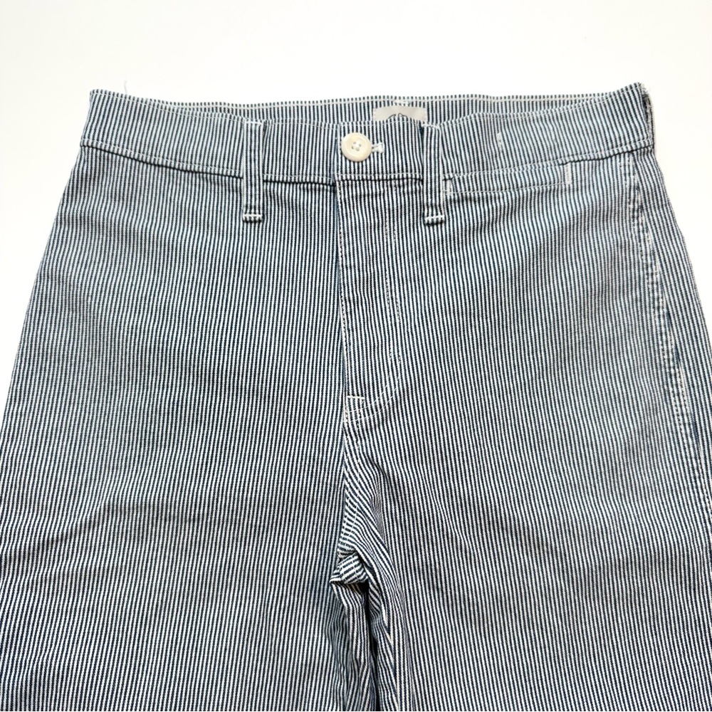 J. Crew Blue Striped Wide-Leg Cropped Jeans - Picture 3 of 11